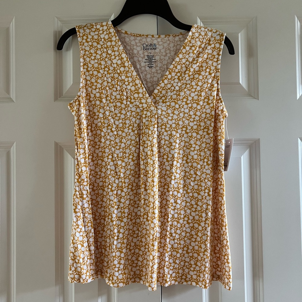 Kohl’s Women’s Croft & Barrow Yellow & White Soft Tank Top Size Small